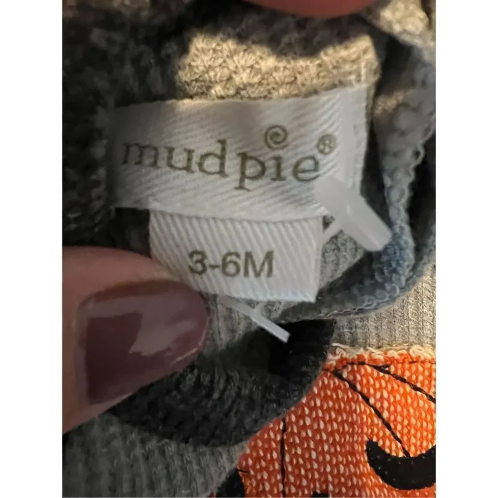 Nwt Mudpie Infants Pumpkin Waffle Romper 3/6m
